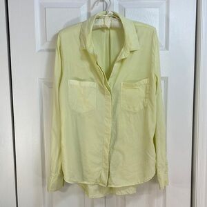 Cloth & Stone Acid Washed 100% LYOCELL Button Down Shirt in Soft Yellow, M